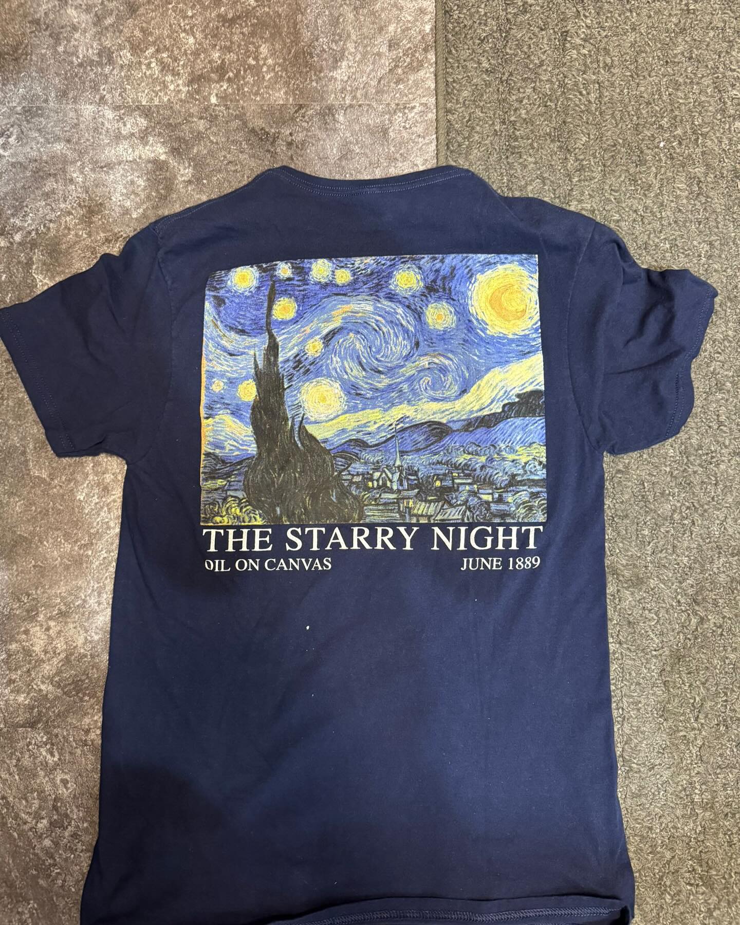 Chemistry medium Blue shirt with Van Gogh on back